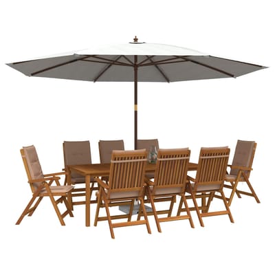 vidaXL - 9-delige - tuindinset - Naturel - Massief - Acacia - Hout