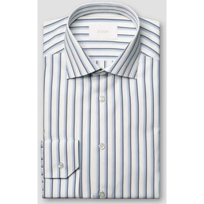 Eton Overhemd Striped Luxury Organic Supima Cotton 120 Fine Poplin Blauw / male
