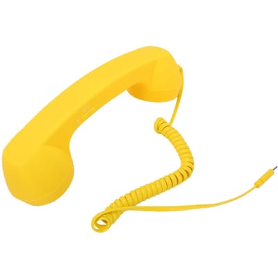 Retro Telefoonhoorn Type C Bedrade Mobiele Telefoon Ontvanger met Volumeregeling Luidspreker Microfoon voor Mobiele Videoconferenties geel