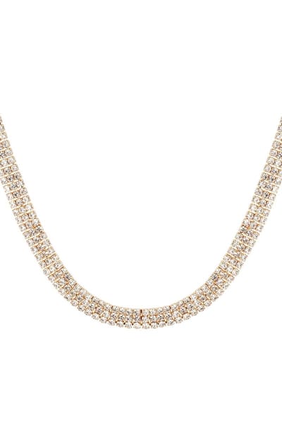 Yehwang - Ketting met vele strass steentjes - Goud - Stainless steel - Nikkelvrij - voor elk feest