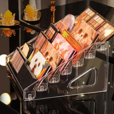 7 Lagen Make-up Displayrek Opslag Meerdere Niveaus Nagellak Organizer voor Make-up Transparant beige