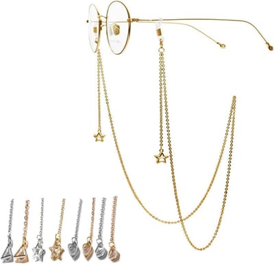 Brillenketting Set - Zonnebril Ketting - Brillen Dragen - 8 Delige Set - 78 cm - Goud en Zilver