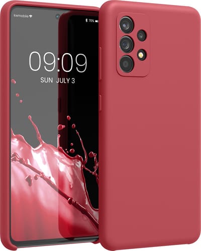 kwmobile telefoonhoesje geschikt voor Samsung Galaxy A52 / A52 5G / A52s 5G - Hoesje met siliconen coating - Smartphone case in klassiek rood