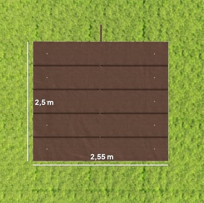 MEUNIQ vervangingsdak voor 3 x 3 m pergola of paviljoen, 250 x 255 cm, met 10 waterafvoergaten, 6 stokopeningen, polyester verandazeil, koffiebruin