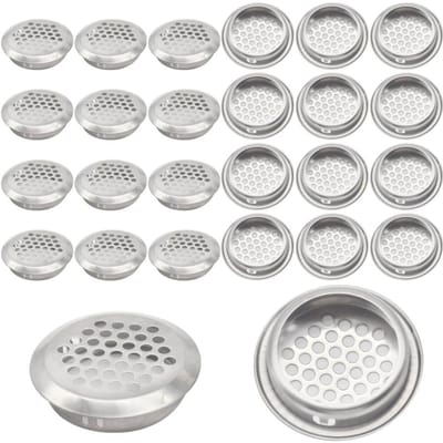 Daity 30-pack - 35 mm ronde soffit-ventilatierooster - roestvrijstalen ventilatieroosters voor kasten