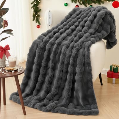 Verwarmde Deken - Elektrisch Plaid - Gezelligheid Thuis - Zachte Konijnenfleece - 150 x 200 cm - Donkergrijs