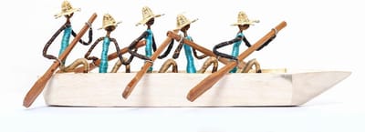 Houten Decoratie Vijf Mensen in een Boot