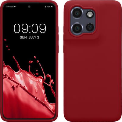 kwmobile telefoonhoesje geschikt voor Motorola Edge 60 Neo / Edge 50 Neo / ThinkPhone 25 - Hoesje met siliconen coating - Smartphone case in rabarber rood