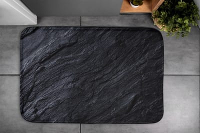 Coloray Badmat - Zwart Badkamer Tapijt - Vulkanisch gesteente Badkamermatjes - Mat voor Badkamer - Polyester - Vloerkleed Badkamer - Toiletmat - 90x60 cm