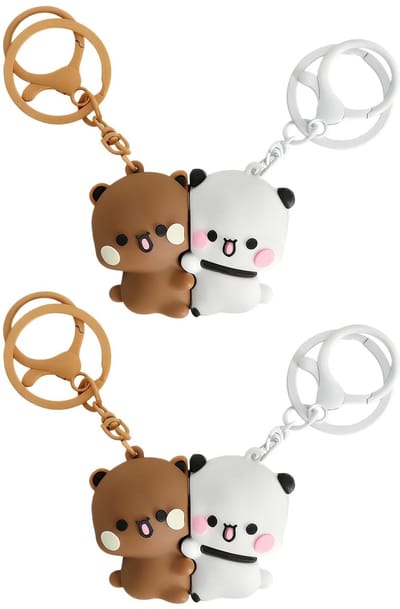 Dailygoods - Bubu Dudu Anime sleutelhangers, partnerset, set van 4 stuks, schattige tassenhanger voor handtassen, rugzakken en portemonnees, perfecte hanger, cadeau voor partners en vrienden