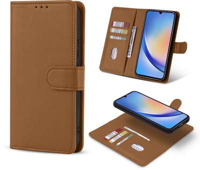 Casemania Hoesje Geschikt voor Samsung Galaxy A26 - Bruin - 2 in 1 Magnetic Afneembaar Book Case