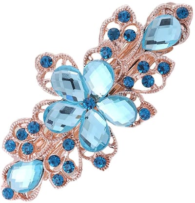 Dailygoody - Haarspeld met diamanten - Bloem haarclip - Elegant en antislip - Zeeblauwe bloem - Haarspelden voor dames en meisjes - Geschikt voor meer...