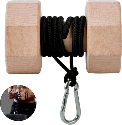 Houten Polsroller en Onderarm Trainer - Grip Versterker voor Vingers en Pols