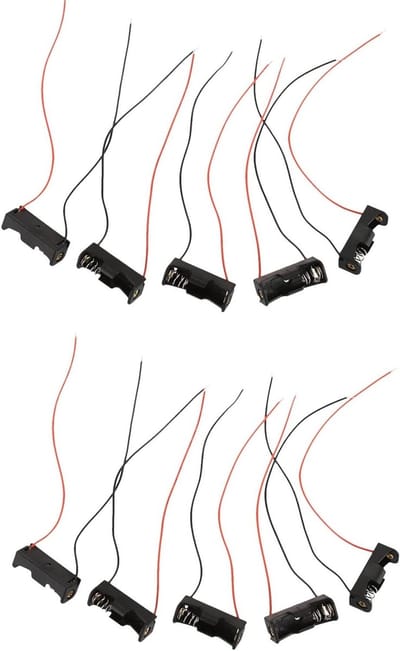 Batterij Opslag Clips - Batterijhouder Box - Batterijen Organiseren - Met Draad - 10 Stuks - Zwart