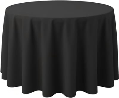 Zwart rond tafelkleed - wasbaar decoratief linnen/polyester tafelkleed - waterdicht, vlekbestendig, kreukvrij en spatwaterdicht - geschikt voor feesten, terrassen, banketten, picknicks in de buitenlucht, enz. (diameter 200 cm)