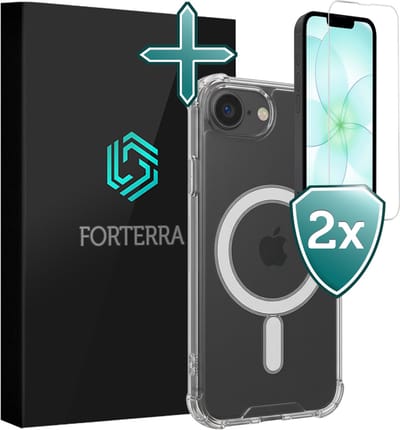 Hoesje Met 2x Screenprotector - Geschikt voor Apple iPhone 17e - Magsafe Compatible - Sterk & Shockproof - Shock Proof Case - Back Cover - Telefoon Hoes - Transparant