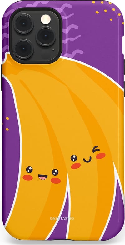 Casetastic hoesje geschikt voor Apple iPhone 12 / Apple iPhone 12 Pro - MagSafe - Dubbellaagse bescherming - Blije Banaan - Fashion Case - Lavendel Geel