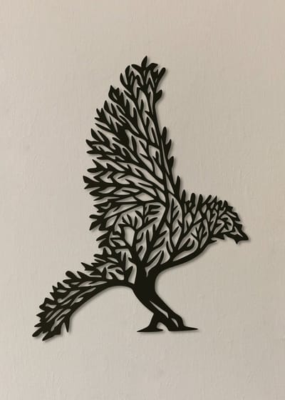 Wanddecoratie dieren | Vogel van takken - M (30x40cm)