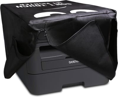 kwmobile hoes geschikt voor Brother DCP-L2530DW / L2550DN / MFC-L2710DN / L2750DW - Beschermhoes voor printer - Cover in wit / zwart - Don't Touch My Printer design