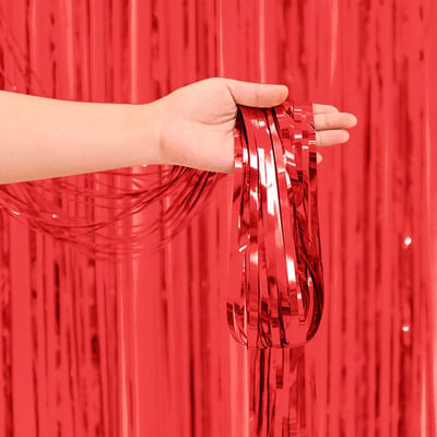 Deurgordijn Backdrop Glittergordijn Rood Valentijn Versiering Glitter Folie Gordijn Versiering - 200*100 - 2 Stuks