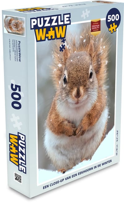 Puzzel Eekhoorn - Knaagdier - Sneeuwvlok - Winter - Legpuzzel - Puzzel 500 stukjes - Kerst - Cadeau - Kerstcadeau voor mannen, vrouwen en kinderen