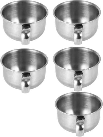 Scheerkommen Mannen - Scheerbakjes Set - Natte Baardverzorging - Roestvrij Staal - 5 Stuks - Zilver