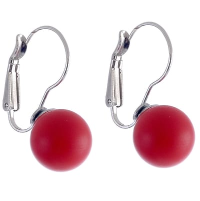 Behave - Oorstekers met Gekleurde Kraal Matte Finish - Rood