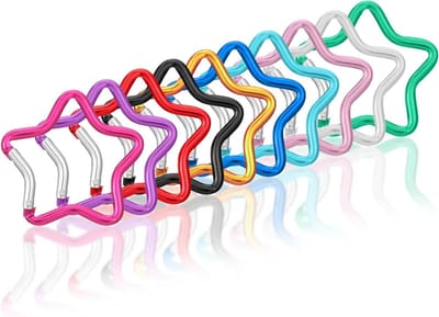 Pack van 10 Kleurrijke Aluminium Star Carabiner Haken - Carabiner met Snap Closure voor DIY Rugzak Reizen (10 Kleuren)
