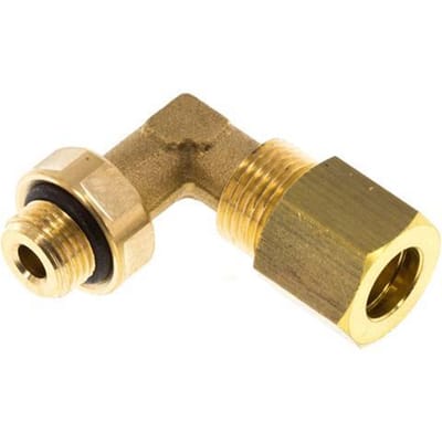 8mm & G1/8'' Messing L-Vorm Knelfitting Buitendraad 135bar NBR Verstelbaar DIN EN 1254-2