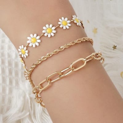 3 stks/set Infinity Nummer 8 Chain Armband Voor Vrouwen Glanzende Zirkoon Infinity Liefde Hart Daisy Armbanden Bohemian Vriendschap Sieraden brown