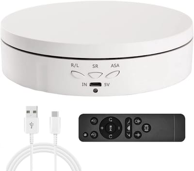 ZoeZo Draaiplateau Elektrisch 14,6 cm - Productfotografie - 360 Graden Draaischijf - Voeding via USB of 18650 Batterij - Afstandsbediening - Wit