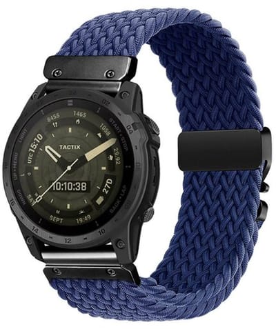 By Qubix - Geschikt voor Garmin bandje - 26mm Quickfit - Braided nylon band met parachute sluiting - Blauw - Geschikt voor Garmin Epix Pro Gen 2 (51mm) / Quatix 7X / 6X & Tactix 7 (pro)