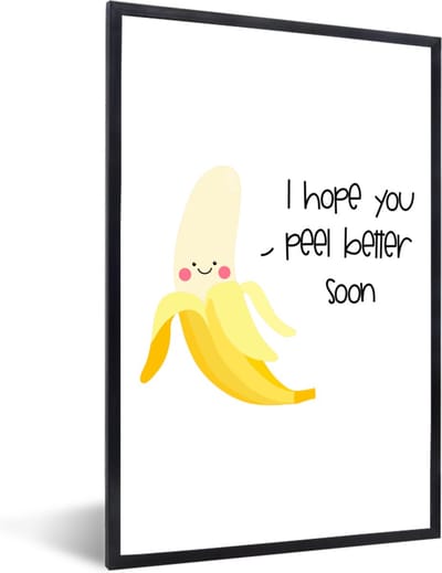 Fotolijst incl. Poster - Sterkte - Quote - Banaan - Humor - 40x60 cm - Posterlijst