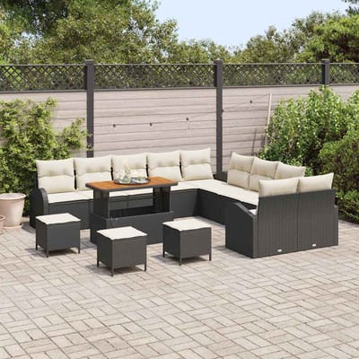 vidaXL - Tuinbank - Set - 14 - st - 13-Aantal - zitplaatsen - Zwart - en - Crème