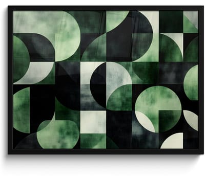 Poster in lijst - Fotolijst 80x60 cm - Posters - Abstract - Groen - Vormen - Posterlijst zwart - Decoratie - Wanddecoratie woonkamer - Muurdecoratie slaapkamer