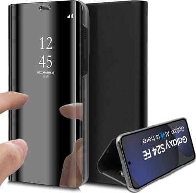 Hoesje geschikt voor Samsung Galaxy S24 FE - Spiegel Book Case Zwart
