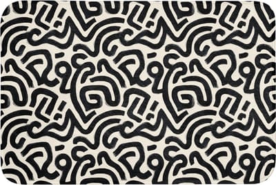 Badmat 90x60 cm - Antislip - Modern - Abstract - Zwart - Badmatten voor badkamer - Badkamermat - Douchemat - Badkamer mat