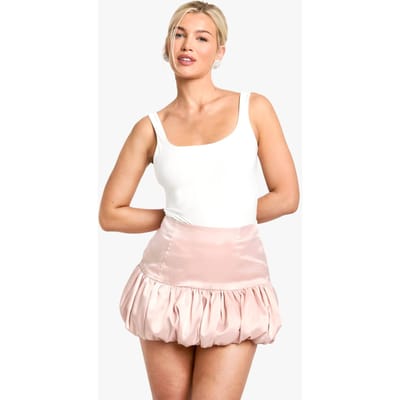 boohoo Dames Satijn Puffball Mini-Rok | Blush | Maat: 34
