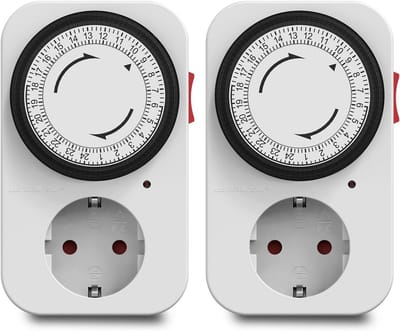2x Mechanisch Tijdklok Stopcontact - Instelbare 24 Uur Timer voor Apparaten