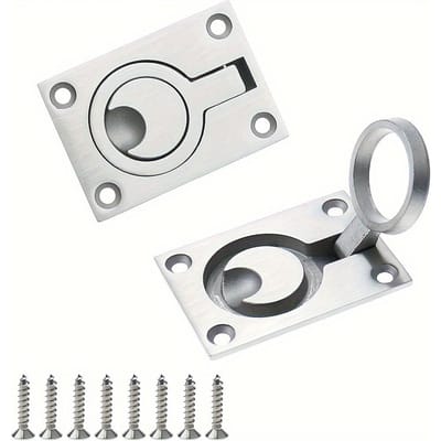 2 stuks RVS vierkante vlakke trekringgreep verborgen verzonken meubelgreep kast verzonken gemonteerde liftringgreep met schroeven 2pcs - with Screws