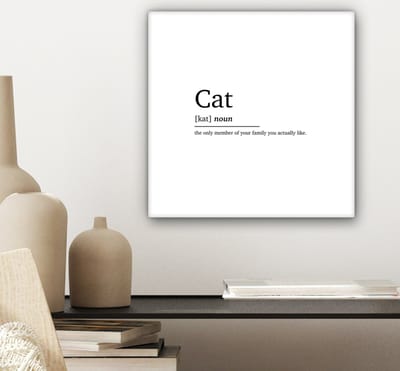 Canvas Schilderij Spreuken - Quotes - Woordenboek - Kat definitie - Cat - 20x20 cm - Wanddecoratie