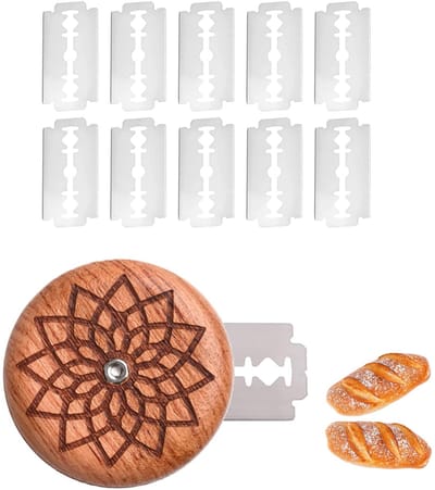 snijmes, rond broodmes, deegmes, baguettemes, rond broodmes, broodbakgereedschap, broodkrabmes, taartmes, broodlamesnijder, met 10 messen, voor doe-het-zelf brooddeegpatroon