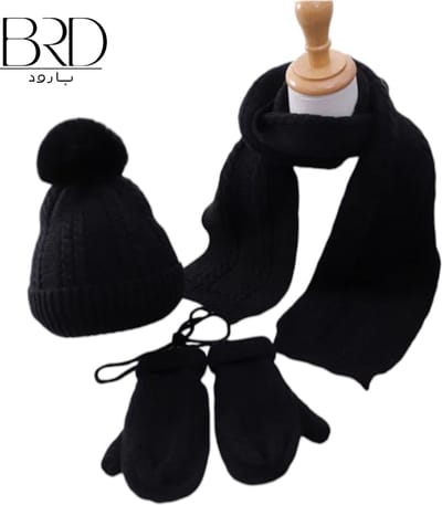 BRD® Kinder Winterset Zwart - Muts Sjaal Wanten - Warm - 3-Delig