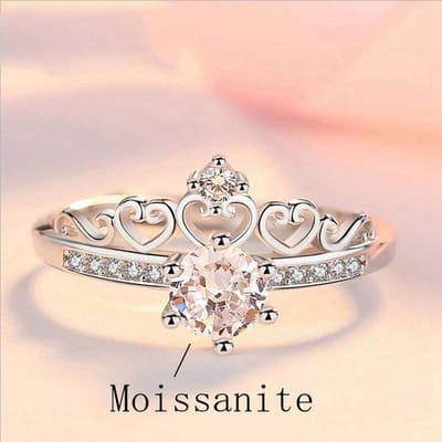 Nieuwe 925 Sterling Zilveren Kroonring Voor Vrouwenliefhebber Mode Verstelbare Zirkonia Moissanite Ring Vrouwen Jubileum Sieraden Cadeau Resizable white