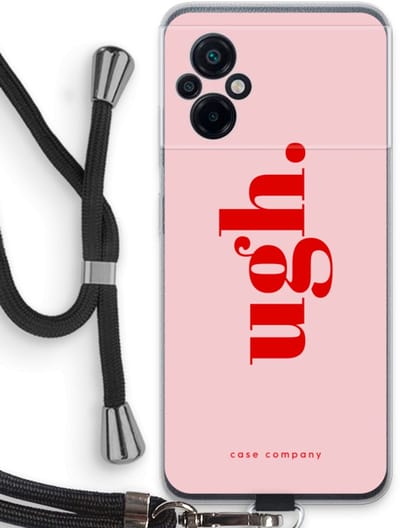 Case Company® - Hoesje met koord geschikt voor Xiaomi Poco M5 hoesje met Koord - Ugh - Telefoonhoesje met Zwart Koord - Bescherming aan alle Kanten en Over de Schermrand