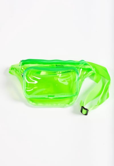 KIMU® Transparante Heuptas Neon Groen - Fanny Pack 2 Vakken Groen Heuptasje Festival