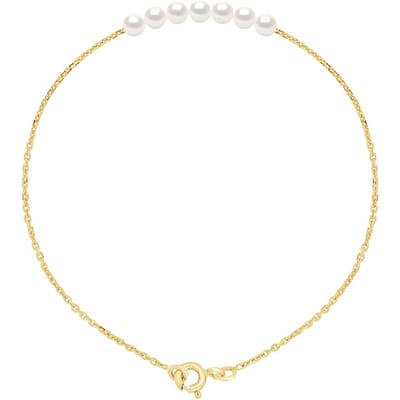 Armband Schakelketting Parels - 7 Echte Gecreëerde Zoetwaterparels Rond 3-4 mm