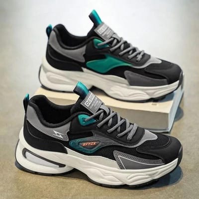 Heren Casual Sneakers Mode Ademend Mesh Dikke Zool Sport Casual Schoenen Heren Trend Anti-Slip Hardloopschoen 43 gray