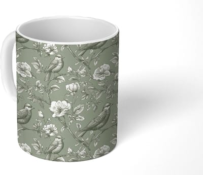 Mok - Koffiemok - Klassiek - Botanisch - Groen - Mokken - 350 ML - Beker - Koffiemokken - Theemok