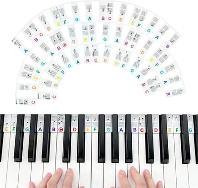 Verwisselbare piano stickers voor 88-toets toetsenbord - 88 toetsen noten label set - Regenboogkleur